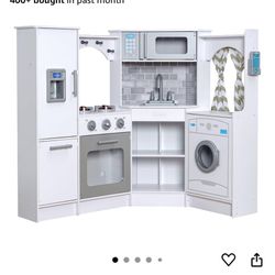 KidKraft Ultimate Corner Wooden Play Kitchen with Lights & Sounds