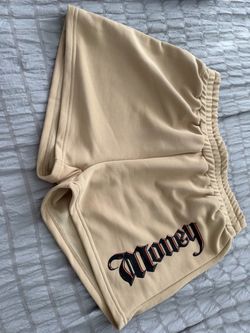 Beige Money Graphic Sweat Shorts L