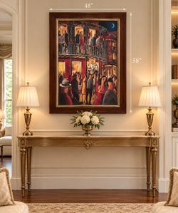 Beautiful Lourenco French Quarter New Orleans Night Scene Oil Painting🌷58”x48”
