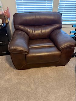 Big brown chair! Real leather