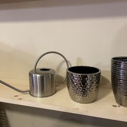 Silver Collection | Modern Artistic Metal Watering Jug | Ceramic Planters