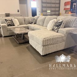 Gorgeous Silver Oversized Fluffy Sectionals