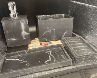 4 Piece Faux Marble Bathroom Accessories Set