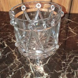 Clear Crystal Glass Drum Ice Bucket