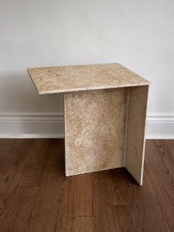 Modern Travertine Stone Side Table / Nightstand