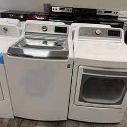 LG topload mega capacity washer and dryer set electric with warranty