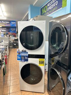 LG WashTower Stacked SMART Laundry Center 4.5 Cu.Ft. Front Load Washer & 7.4 Cu.Ft. Gas Dryer