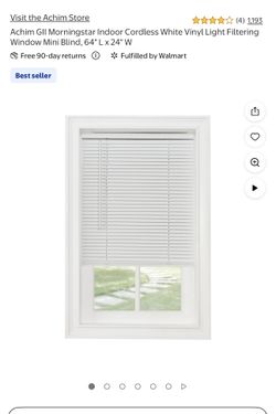 Achim GII Morningstar Indoor Cordless White Vinyl Light Filtering Window Mini Blind, 64" L x 24" W