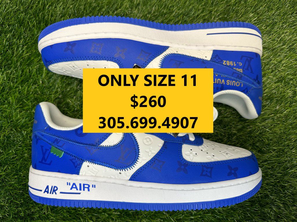 LOUIS VUITTON LV NIKE AIR FORCE 1 LOW AF1 VIRGIL ABLOH WHITE ROYAL BLUE NEW  SALE SNEAKERS SHOES BOX MEN SIZE 11 45 A10 for Sale in Miami, FL - OfferUp