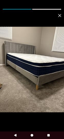 Full Size Velvet Grey Bed