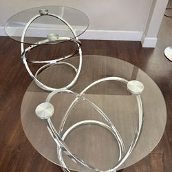 Modern Chrome & Glass End Tables