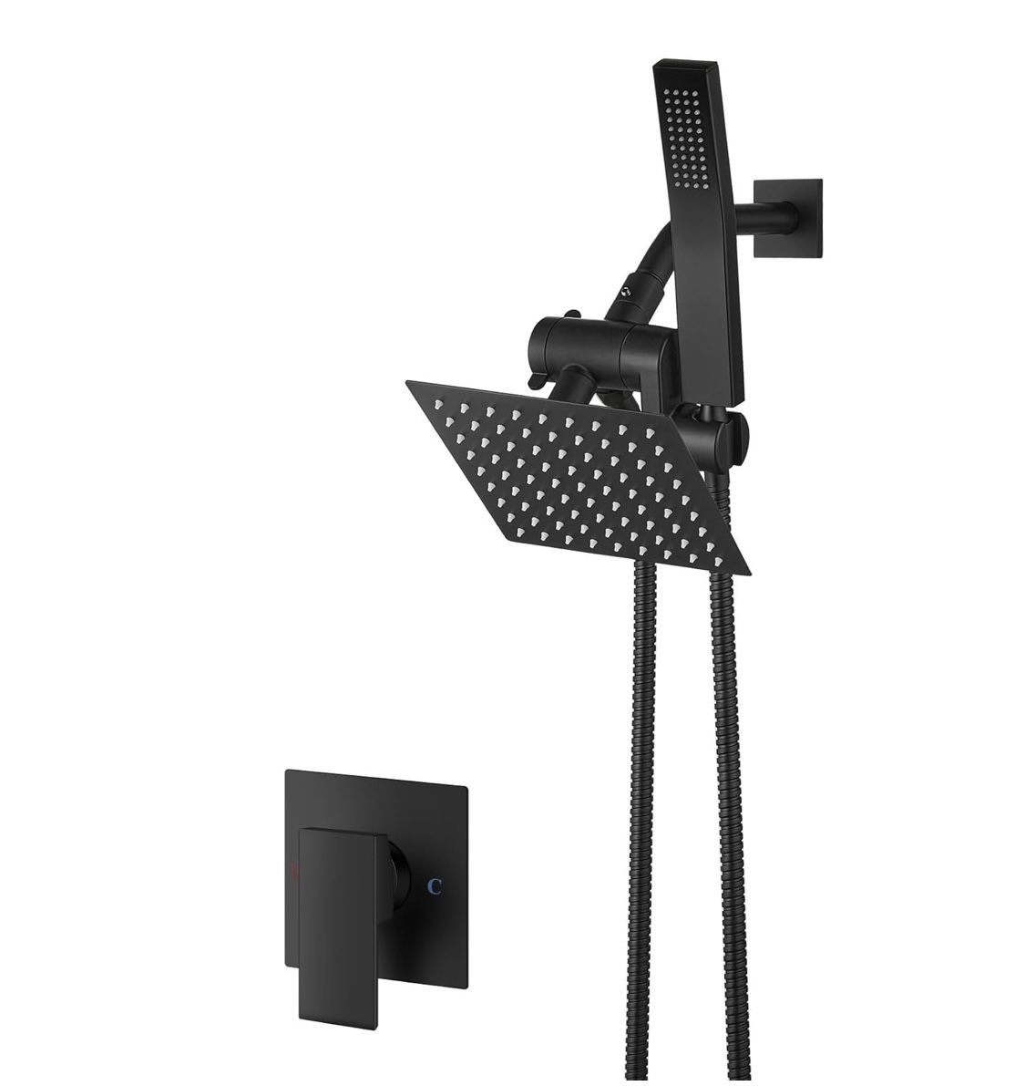 Aolemi Shower Head and Handle Set with Handheld Spray Bathroom Shower Faucet Set 6 Inch Rainfall Shower Head System Wall Mount with Rough-in Valve and