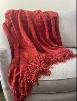 Pier 1 Imports Rust/Brick Red Textured Throw Blanket – 51” x 60”