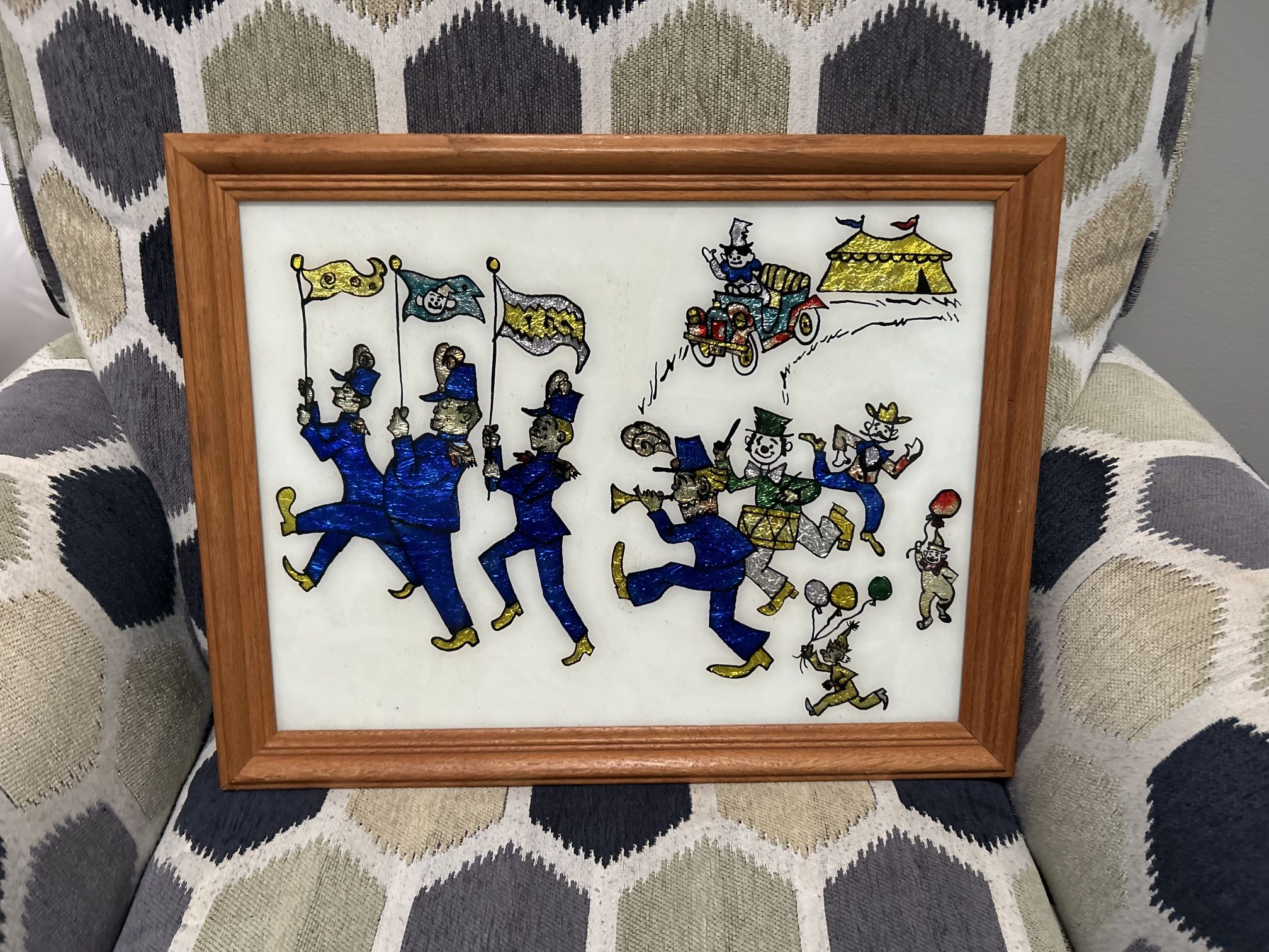 Vintage Paint On Glass Circus Parade