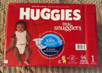 New Huggies Little Snugglers Baby Diapers Size 1 (Up to 14 lbs), 96 Count