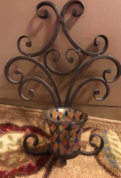 2 mosaic wall candle plaques