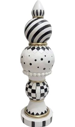 Haunted Hill Farm 3.9-Ft. Polka Dot Finial Halloween Decor Color: White Bold Patterned Finial: This 4-foot decorative finial combines classic blac