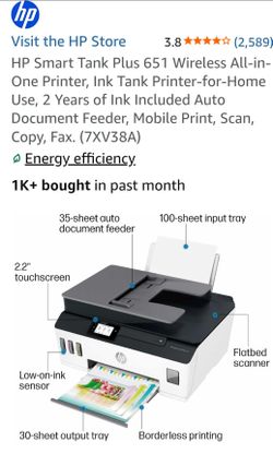 HP Smart Tank Plus 650 series Printer