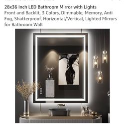 28x36 Inch LED Bathroom Mirror with Lights