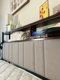 Queen Size Upholstered Headboard with LED Lighting