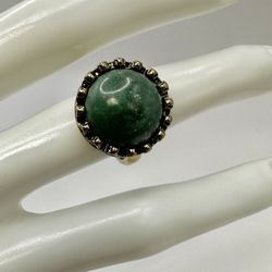 Green Jasper Gold Tone Ring 