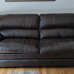 Chocolate Brown Leather Oversized Couch and Arm Chair
