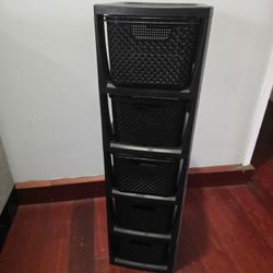 Tower drawer storage bins organization woven stackable Tools Makeup Bathroom

Black