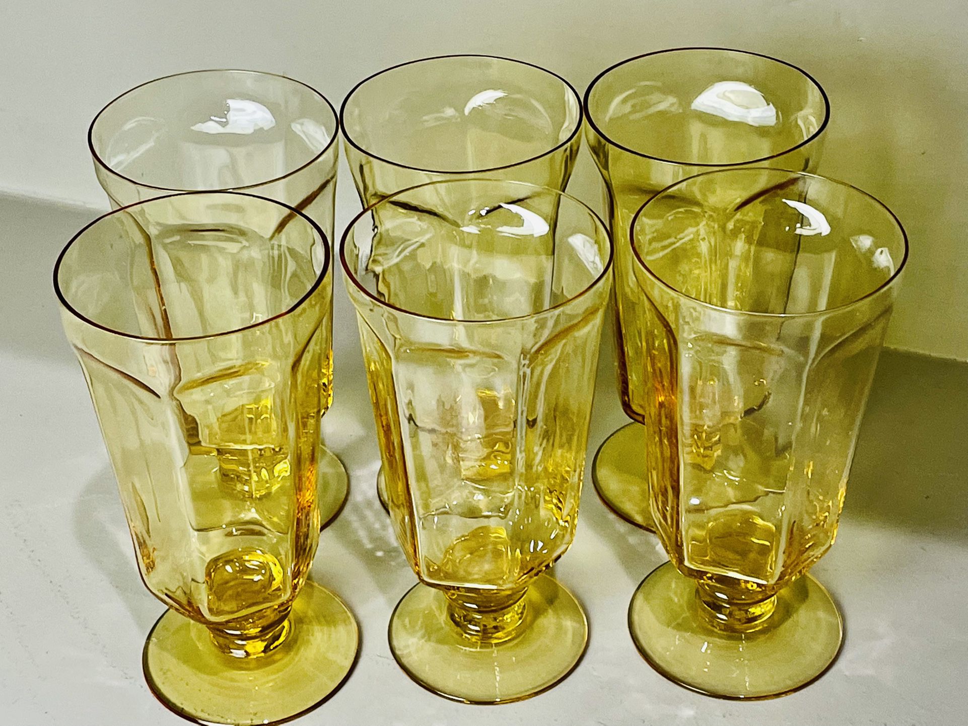 Lenox Antique Yellow Ice Tea Glasses Set Of 6 