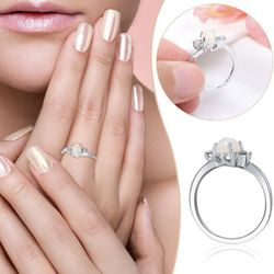 Classic Simple White Opal Ring