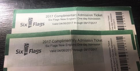 2 six flag tickets .. exp 9/17/17