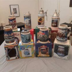 Various Budweiser Beer Steins