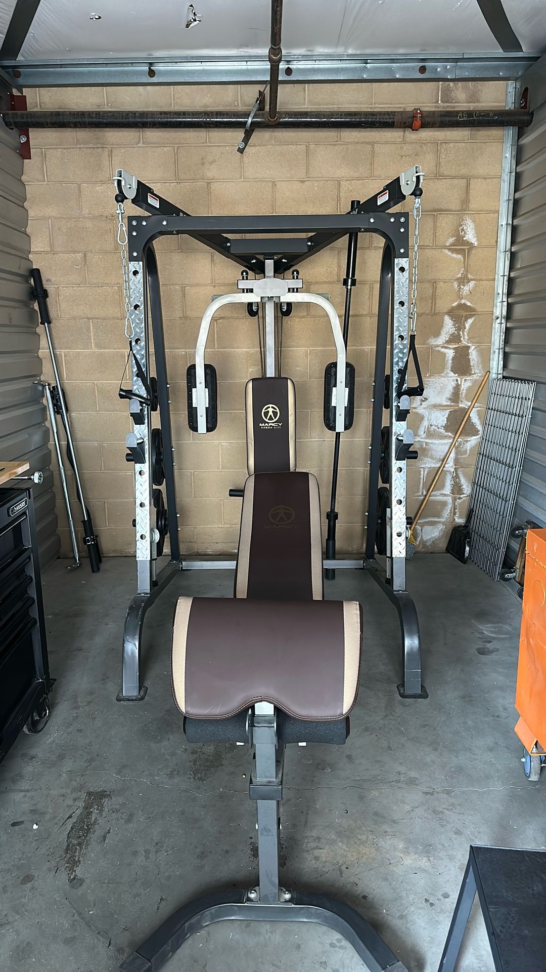 Marcy Smith Cage Home Gym – Full Body Workout Machine with Leg Developer, Press Bar, PEC Deck & Squat Rack