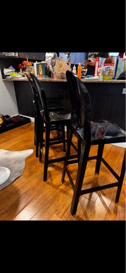 Set of 5 Black Bar-Height Stools — $250