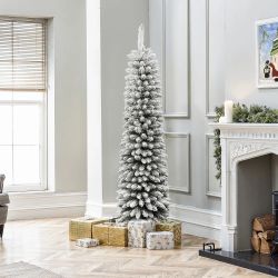 6Ft Pencil Slim Artificial Flocked Green Christmas Tree ,AP2066