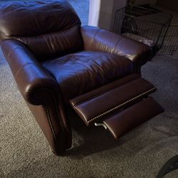 Leather brown recliner chair