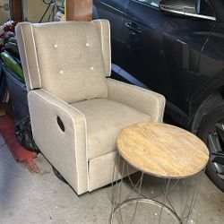 Cute Recliner Glider Rocker Tan White Super Comfortable 