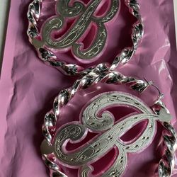 Sterling Silver Twisties b Initial 