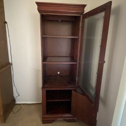  Two Narrow Lighted Display Cabinets with lights /TV Center
