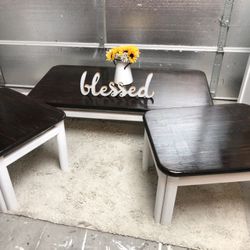 Beautiful Farmhouse Style Solid Wood Coffee Table Set