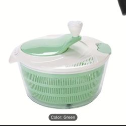 1.11gal Manual Vegetable & Fruit Dehydrator with Salad Spinner - Green and White, Plastic, No Electricity Needed - Perfect for Quick Salad Prep
