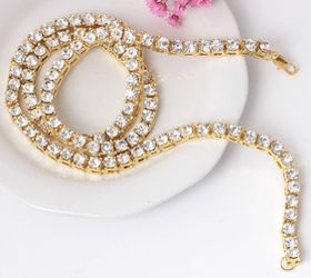 New 18 k yellow gold iced out tennis chain