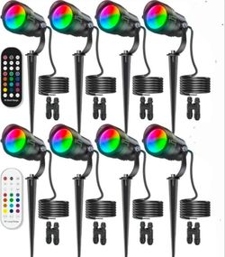 8 Pack 12W with Remote Connectors Spotlights Landscape Lights Kit 12-24V AC/DC Waterproof