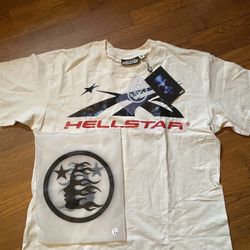 Hellstar white cotton tee with red accents-Size L