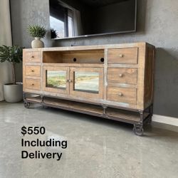 Industrial Rustic Wooden 76” Media Console / Sideboard – Free Delivery 🚚 