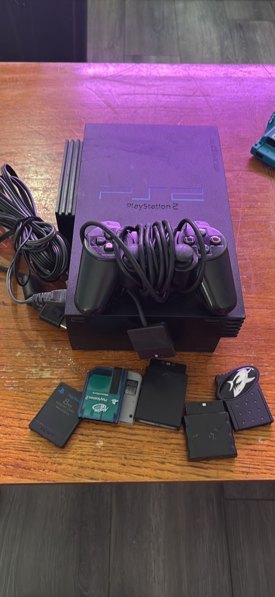 Ps2 With One Controller And 6 Memory Cards