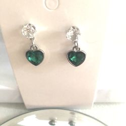 Genuine Rhinestone Heart Earrings 