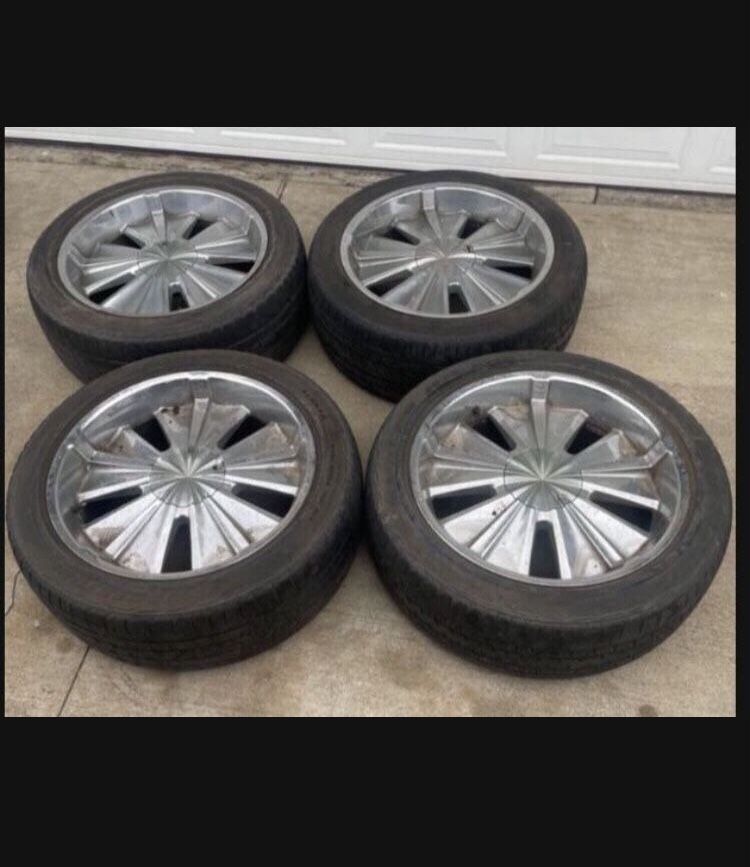 4 X 285/45r22 6x5.5 6x139.7 Chrome Yukon Tahoe Escalade Lexus Gx470 Gx460 Rims Wheels Tacoma 4Runner Tires!!!!!!!!!