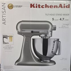 Brand New KitchenAid Artisan 5 Qt Tilt Head Mixer Contour Silver Sealed