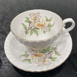 Vintage Stanley Fine Bone China Orchid Teacup and Saucer Orchid Floral. England.