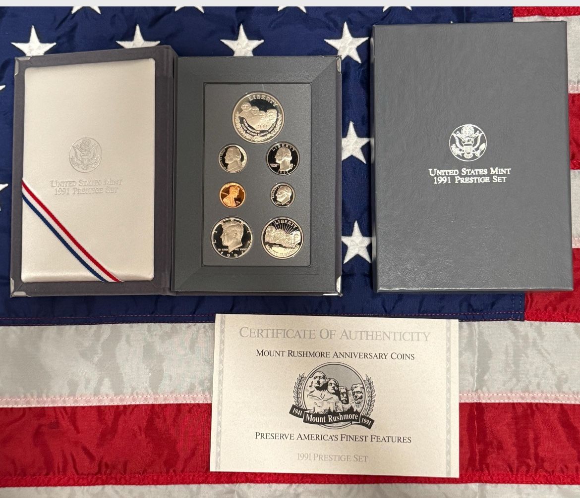 1991 Commemorative "Mt Rushmoreee"Prestige Set Orig Pkg / COA
